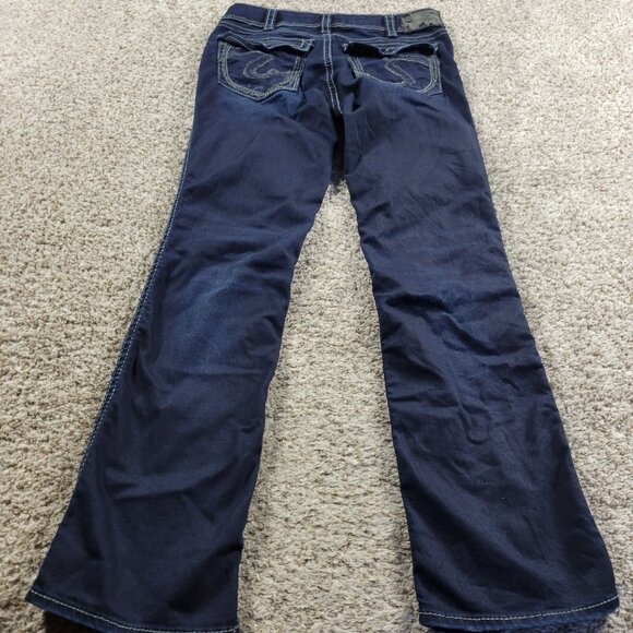 Silver Jeans Women's 30x31 Mid Slim Boot Dark Blue Denim Pants Read* - Picture 6 of 8